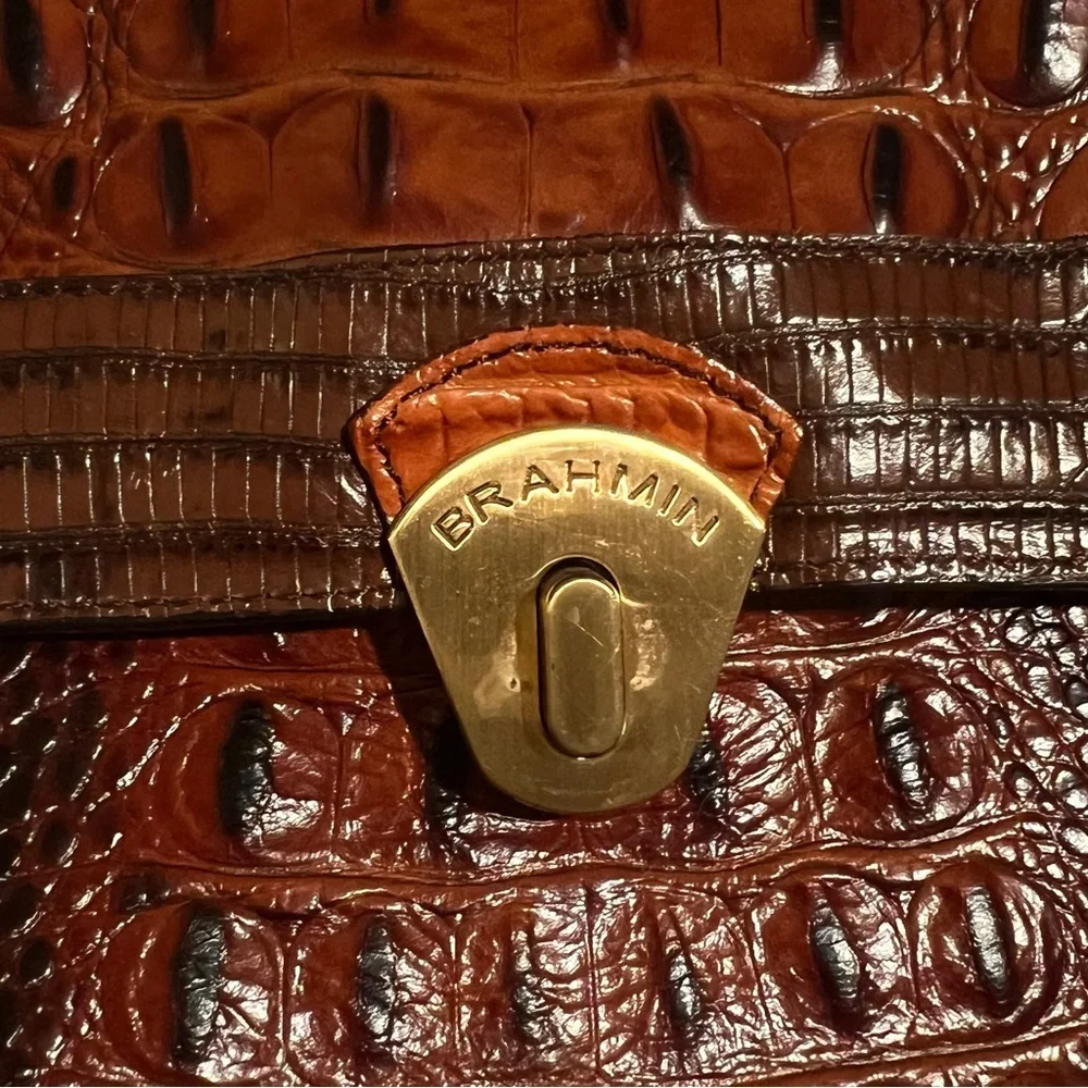 Brahmin Elegant Brown Crocodile-Embossed Handbag